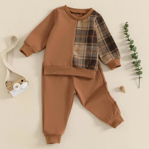 Vista 66 de Conjunto de sudadera de manga larga con cuello redondo y pantalones deportivos para bebés, ropa de invierno para bebé