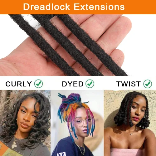 Vista 6 de Extensiones de Rastas de Cabello Humano 0.4cm de Grosor 4 Pulgadas 20 Hebras 100% Cabello Humano Real para Hombres/Mujeres/Niños Completamente