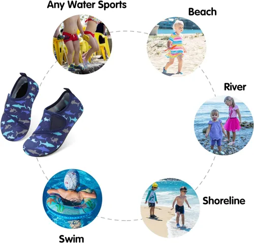 Vista 6 de Centipede Demon Zapatos de agua para niños y niñas, secado rápido, calcetines acuáticos para deportes, playa, natación, surf
