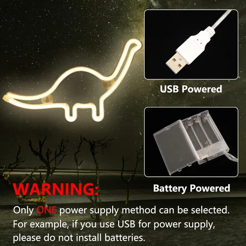 Vista 6 de Letreros de neón con forma de dinosaurio, luces LED de neón para decoración de pared, funciona con bateríasUSB, lámpara de barra para el hogar