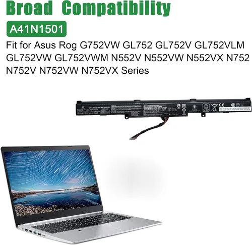 Vista 5 de A41N1501 - Batería de repuesto para portátil Asus Rog G752VW GL752 GL752JW GL752V GL752VLM GL752VW GL752VW-DH74 GL752VWM N552 N552V N552VW N552VX