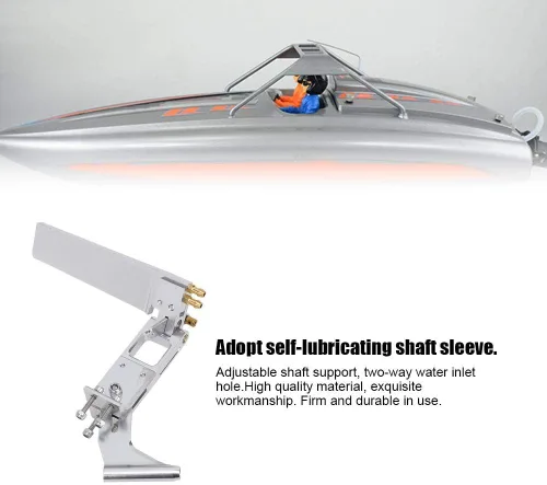 Vista 8 de Timón para barco Rc, piezas de repuesto ajustables para barco Rc, manga de eje autolubricante plateada DIY para barco RC
