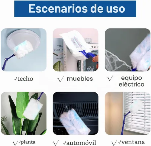 Vista 6 de Kit de repuestos de plumero multisuperficie de 180° (1 mango largo a + 1 mango corto + 15 repuestos de plumero)