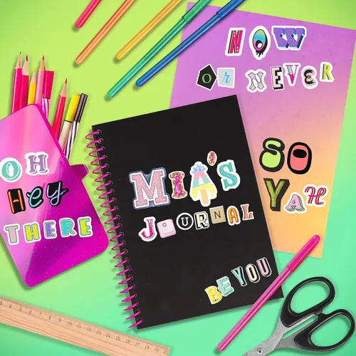 Vista 5 de Fashion Angels Más de 2,000 cuadernos de calcomanías del alfabeto, incluye divertidas y coloridas calcomanías de letras para manualidades, ideal