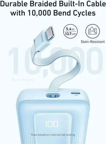 Vista 3 de Anker Cargador Portátil, Banco de Energía de 10,000mAh 30W, Paquete de Batería de Carga Rápida USB-C de Entrada y Salida, Cargador de Teléfono