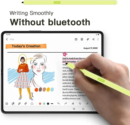 Vista 6 de Compatible con Samsung Galaxy Z Fold5 Slim S Pen, nuevo Compact S Pen, lápiz capacitivo de niveles de presión 4096 (verde)