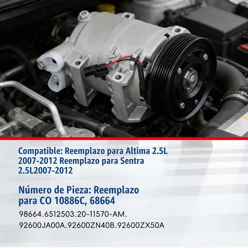 Vista 6 de waltyotur Reemplazo de Compresor de A/C AC para Nissan Altima 2007-2012, Nissan Sentra 2.5L 2007-2012 CO 10886C 92600JA00A