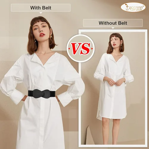 Vista 5 de JASGOOD Cinturón elástico vintage para mujer, cinturón de cintura ancha y elástico vintage