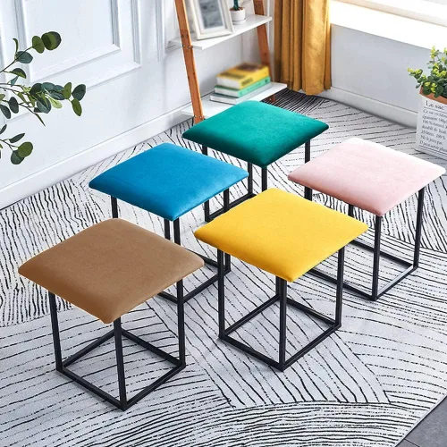Vista 4 de WAYUTO Cubo de asiento 5 en 1 con ruedas giratorias, apilable para sofá, silla, taburete otomano anidable, reposapiés movible, silla de tocador