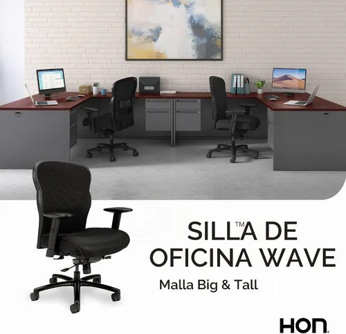 Vista 6 de HON Silla ejecutiva grande y alta con tela de malla y brazos ajustables, negra (VL705)