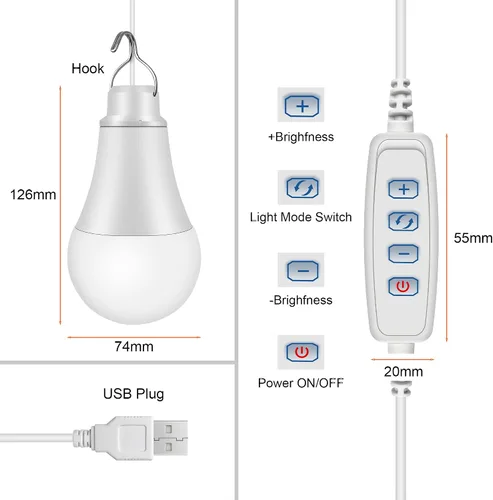 Vista 5 de SinKeu Estación de energía portátil de 150 W con bombilla LED USB de 5 W, generador solar de batería LiFePO4 para uso doméstico, camping, RV