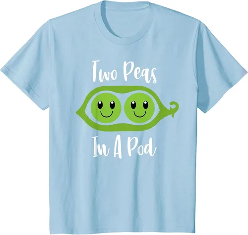 Vista 38 de Two Peas in A Pod Couples Matching Best Friend Cute Veg T-Shirt Baby Blue