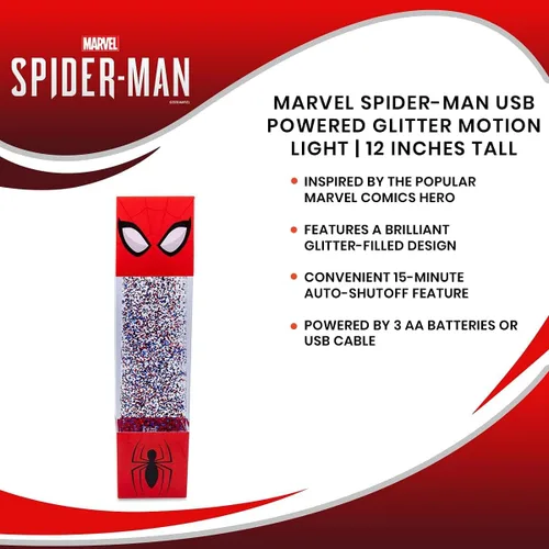 Vista 6 de Lámpara de mesa USB Marvel Spider-Man con luz LED de destellos Lámpara de mesita de noche para dormitorio, escritorio, sala de estar Artículos
