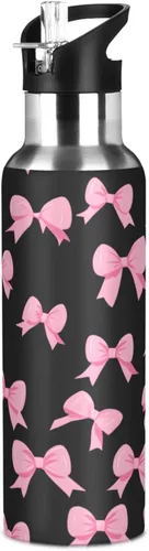 Vista 10 de ALAZA Botella de agua con diseño de bandera estadounidense con diseño de camuflaje grunge con tapa de pajilla, botella térmica de acero inoxidable