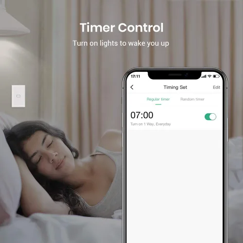 Vista 10 de BroadLink Interruptor de luz inteligente, no requiere cable neutro, un solo polo con aplicación y control de voz, interruptor temporizador táctil