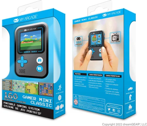 Vista 6 de My Arcade Gamer Mini Classic-Blue: sistema de juegos portátil en miniatura equipado con 160 juegos, pantalla a color de 1.8 pulgadas (DGUN-3926)