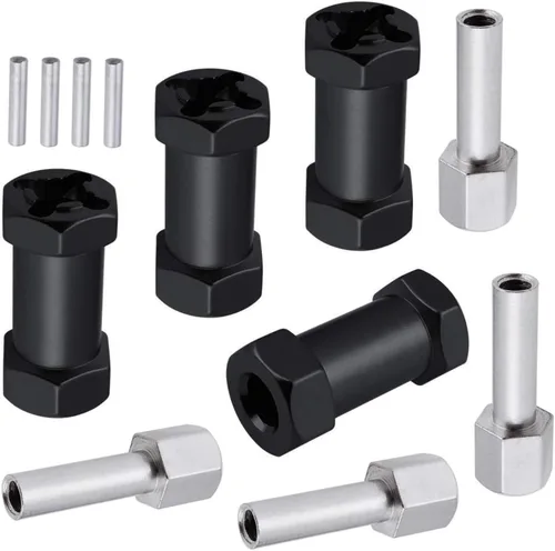 Vista 13 de Hobbypark - Paquete de 4 cubos de transmisión hexagonal de rueda de 0.472 in, acoplador combinador de aluminio, extensión de desplazamiento de 0.591