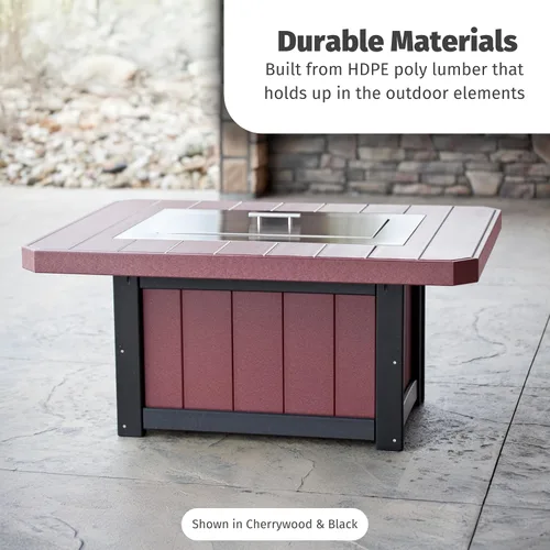 Vista 8 de LuxCraft Mesa rectangular de gas propano de 51 pulgadas para patio al aire libre con protector contra el viento de vidrio templado y cubierta