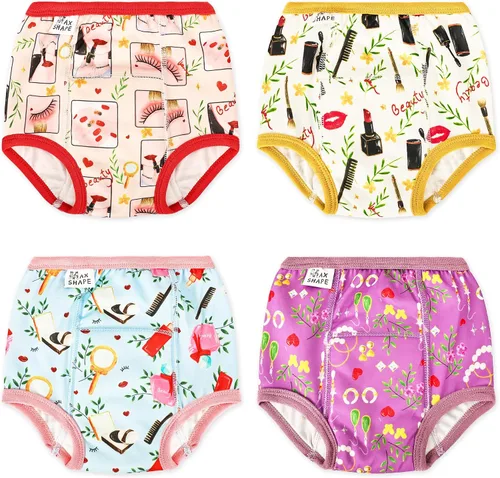 Vista 8 de Max Shape 4 paquetes de ropa interior de entrenamiento para niñas con capa absorbente de cena, pantalones reutilizables de entrenamiento para el Dona