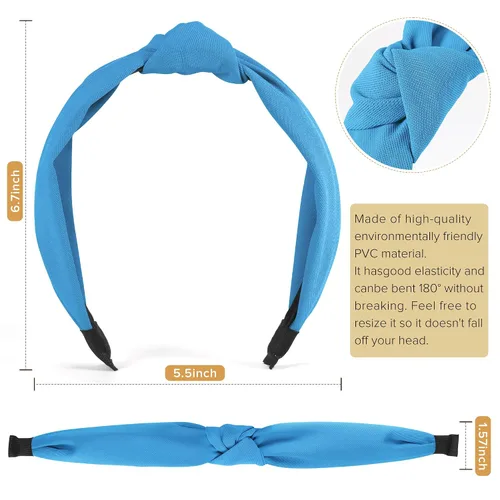 Vista 2 de DiyJibb Diademas para Mujeres y Niñas - 6 Piezas Diademas Elegantes con Nudo Superior - Diadema Anudada para Mujeres - Bandas para la Cabeza Anchas