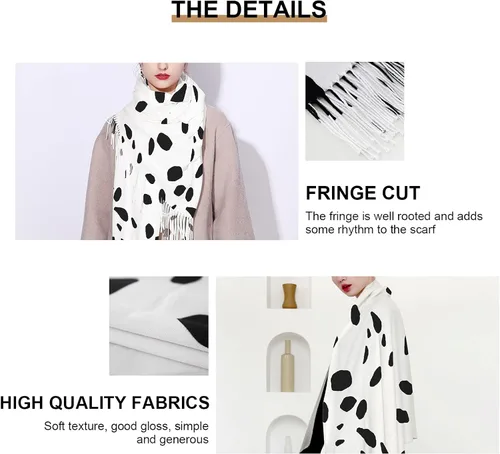 Vista 2 de Chales y envolturas para mujer, con estampado dálmata, cómodo, bufanda larga, bufandas cálidas de invierno