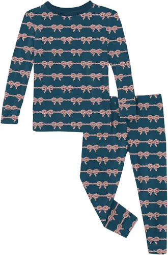 Vista 9 de KicKee Pants Conjunto de pijama de manga larga con estampado de piezas