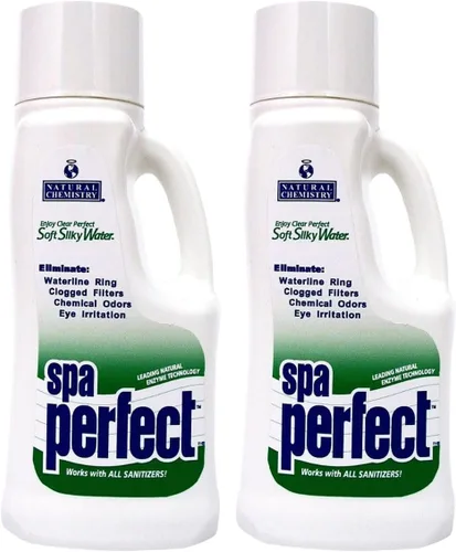 Vista 5 de Natural Chemistry Spa Perfect, 1 litro, hace que el agua se sienta suave y sedosa, elimina el anillo de la línea de flotación, los filtros