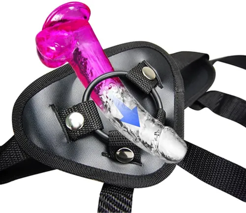 Vista 2 de Juego de Arnés y Strap-On para Principiantes: Strap-On Sexual Usable con Consolador Pequeño de 6.6 Pulgadas - Ideal para Masturbación Femenina