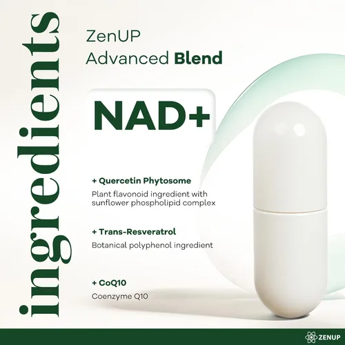 Vista 3 de NAD+ Suplemento 1100 mg NAD con resveratrol y quercetina Enfoque mental 120 cápsulas