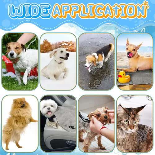 Vista 6 de Chumia Paquete de 4 toallas para perros para secar el aseo de mascotas, absorbentes, de microfibra suave, de secado rápido, para invierno, grandes
