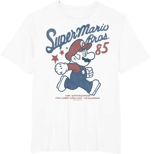 Vista 10 de Nintendo Super Mario Brothers '85 Vintage Stars - Camiseta Gris Oscuro