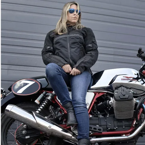 Vista 2 de Milwaukee Leather MPL2775 - Chaqueta de carreras de tela y malla blindada negra para mujer