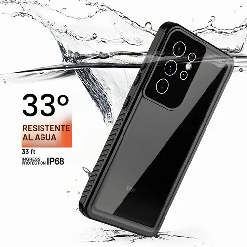 Vista 2 de ANTSHARE - Funda impermeable para Samsung Galaxy S21 Ultra, color negro y transparente Galaxy S21 Ultra Case with Screen Protector,360 Full Body