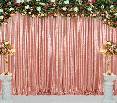 Vista 14 de ShinyBeauty Cortinas de Lentejuelas 2 Paneles 2ftx8ft Wine Telón de Fondo con Brillantina para Videos de YouTube Cortinas de Lentejuelas Borgoña