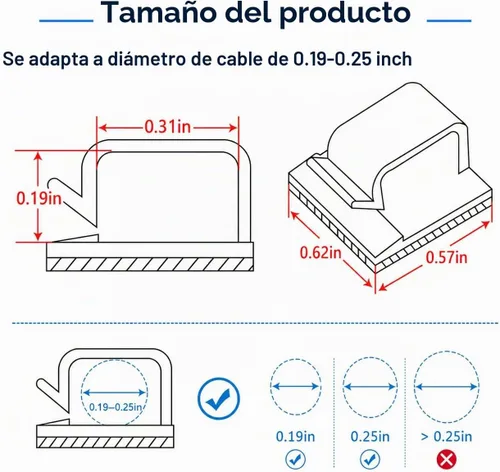 Vista 2 de Abnii 100 clips adhesivos para cables, organizador de cables de cable, negro, pequeño
