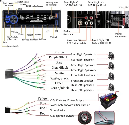 Vista 8 de Radio de coche Bluetooth Single DIN Audio estéreo para automóvil, audio para automóvil con manos libres y control de aplicación, compatible con FM