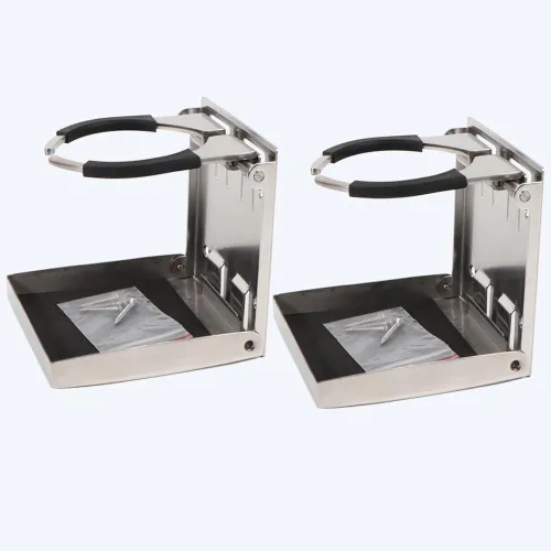 Vista 4 de 2PCS plegable sostenedor de la bebida de acero inoxidable ajustable portavasos marino/barco/caravana/coche (grande)