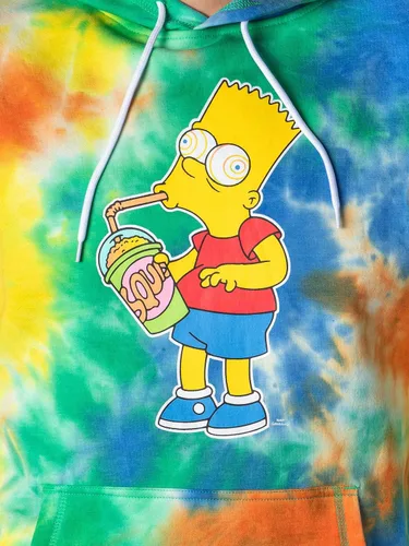 Vista 4 de Mad Engine The Simpsons Bart Squishee Brain Freeze Tie Dye - Sudadera con capucha para hombre, Multi colorido
