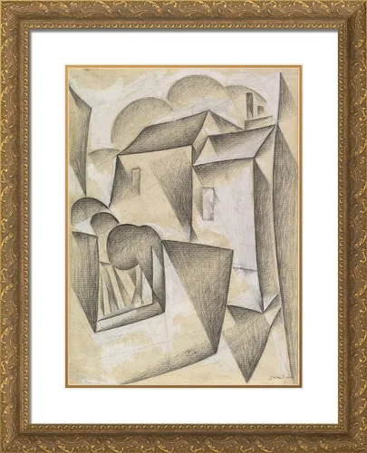 Vista 3 de ArtDirect Gris, Juan 20x24 Black Modern Framed Art Print Titled: Houses in Paris