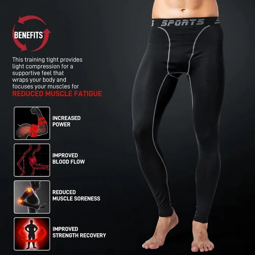 Vista 4 de Tesuwel Paquete de 1 o 2 pantalones de compresión para hombre, para baloncesto, atletismo, entrenamiento, correr, leggings deportivos para gimnasio
