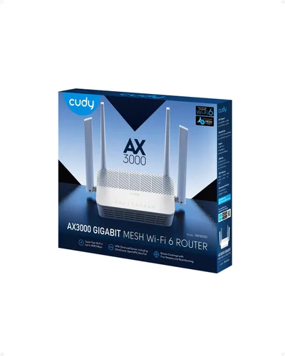 Vista 9 de Cudy Router Wi-Fi 6 de doble banda AX3000, 4X GbE, VPN completo, OpenWRT