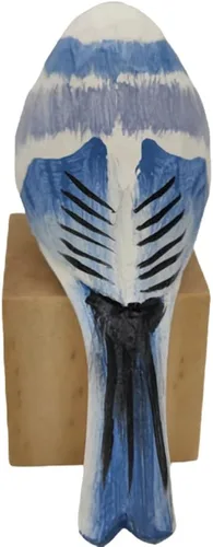 Vista 5 de Figura de pájaro de madera Azure Tit, tilo tallado a mano, marrón claro, decoración moderna para el hogar, regalo de pájaro