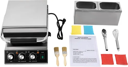 Vista 3 de Mini panqueques holandés, máquina eléctrica antiadherente comercial con control de tiempo y temperatura, máquina antiadherente para panqueques