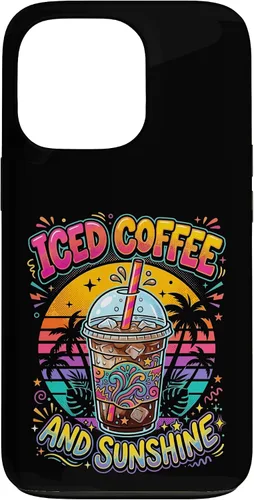 Vista 10 de Iced Coffee Sunshine Palm Trees Retro Summer Drink Case for iPhone 17