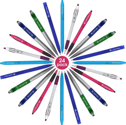 Vista 5 de Lortek - Paquete de 6 bolígrafos retráctiles para escribir – Punta media, tinta negra para tomar notas, diario, planificadores, escuela, trabajo