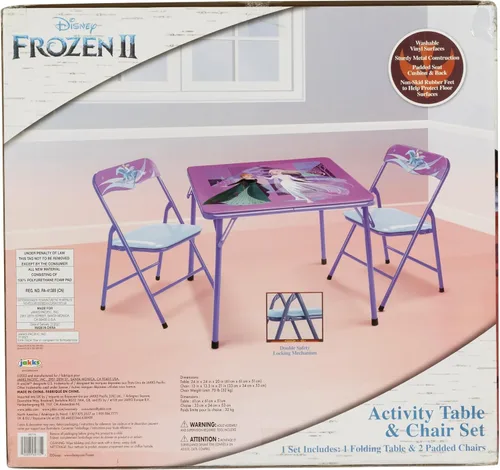 Vista 3 de Disney Frozen Juego de mesa y sillas plegables para niños de 36 meses hasta 7 años, incluye: 1 mesa