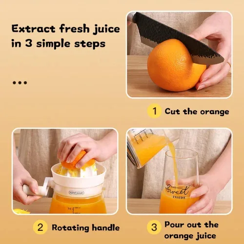 Vista 5 de Exprimidor manual de cítricos de limón 2 en 1, exprimidor manual de jugo de limón, lima, cítrico, naranja, máquina multifunción con contenedor
