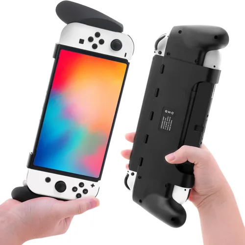 Vista 5 de Switch OLED Grip, Switch OLED Handheld Grip with Stand and Game Card Slots - Black