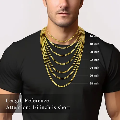 Vista 3 de 18K Gold Plated 4mm Sterling Silver Cuban Link Chain for Men, Solid 925 Sterling Silver Chain for Men Women, Diamond-Cut Chains for Men