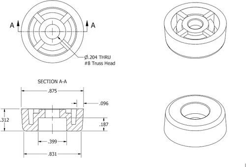 Vista 3 de 4 patas de goma redondas medianas transparentes – 0.312 pulgadas de alto x 0.875 de profundidad – fabricadas en Estados Unidos – Sin marcas. Seguro